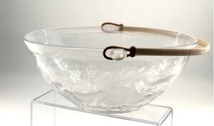Vintage bamboo handle bowl embossed with geese apple bow  International